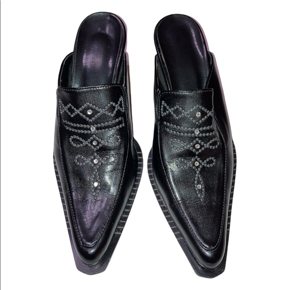 Black Italian Genuine Leather Slip On Shoes Size 36/6 - Picture 3 of 8